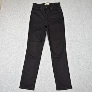 Madewell Stovepipe High Rise Straight Leg Black Denim Jeans Women Size 25 T